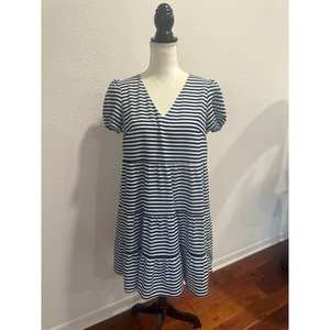Sail to Sable Navy & White Striped Sundress in Blue
